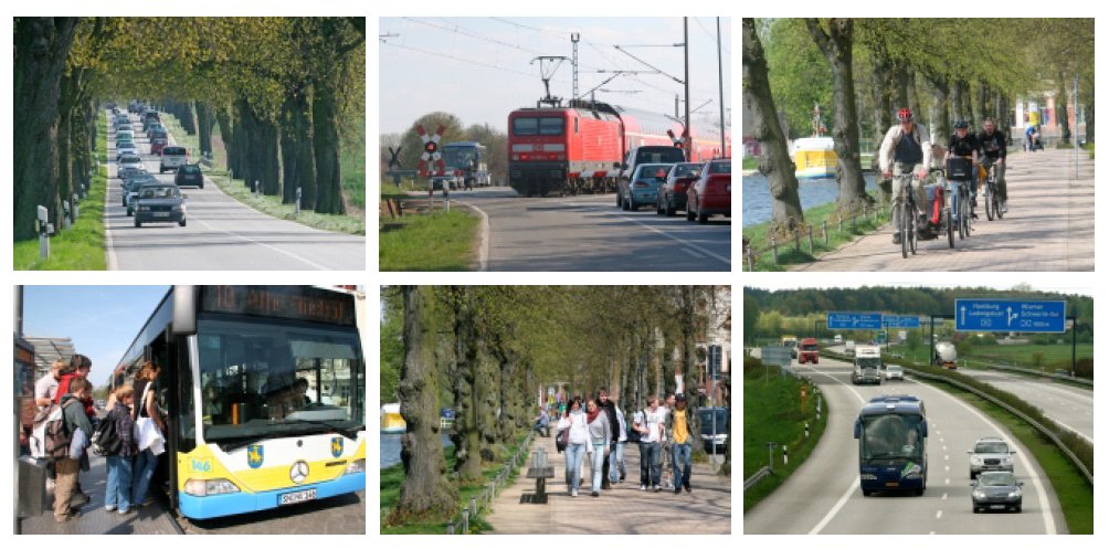 Fotocollage verschiedener Verkehrssituationen.