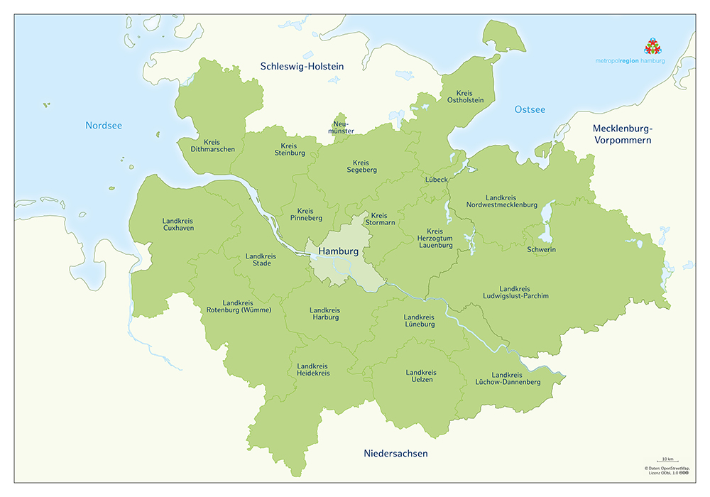 Karte der Metropolregion Hamburg