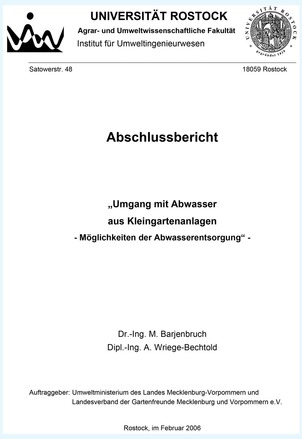 Titelblatt: Umgang mit Abwasser aus Kleingartenanlagen -  Möglichkeiten der Abwasserentsorgung