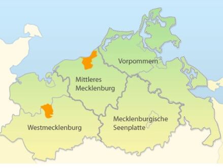 Karte Mecklenburg-Vorpommerns mit den Grenzen der einzelnen Ämter für Landwirtschaft und Umwelt