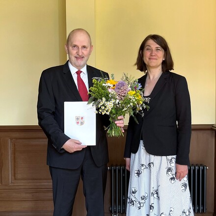 Justizministerin Jacqueline Bernhardt und Eckhard Corsmeyer. @JM