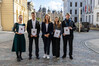 Prof. Dr. phil. Sarah Ihden, Prof. Dr. phil. Hendrik Lohse-Bossenz, Ministerin Bettina Martin, Prof. Dr. rer. nat. Hristina Uzunova und Prof. Dr. phil. Samuel Tomczyk