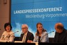 Jana Luntz, Prof. Dr. Karlhans Endlich und Ministerin Bettina Martin auf der Landespressekonferenz