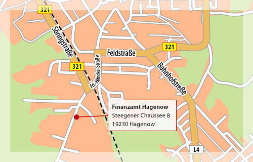 Anfahrt Finanzamt Hagenow Grafik: Steuerportal MV Anfahrt Finanzamt Hagenow