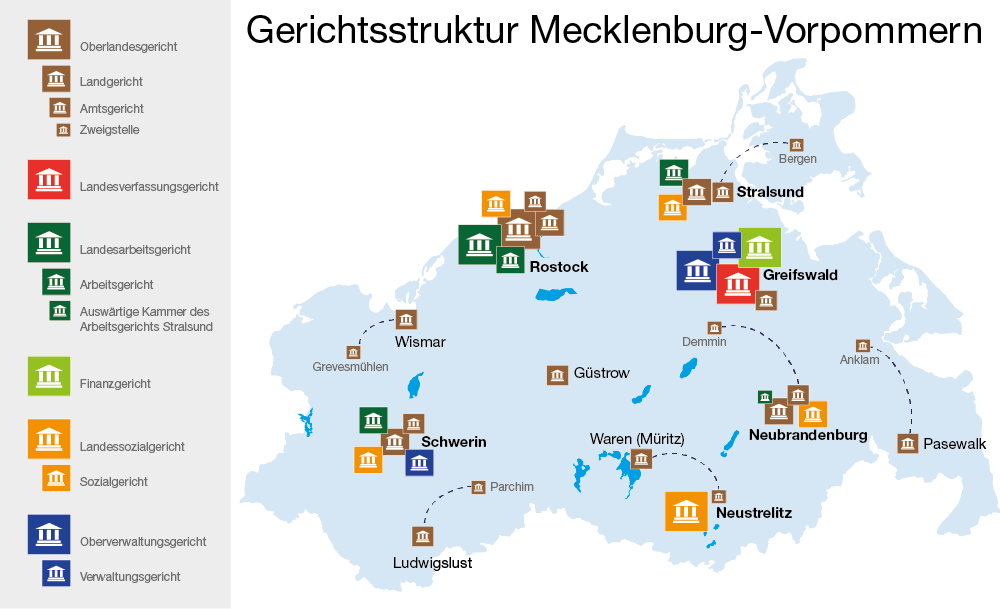 Karte Gerichtsstrukturreform