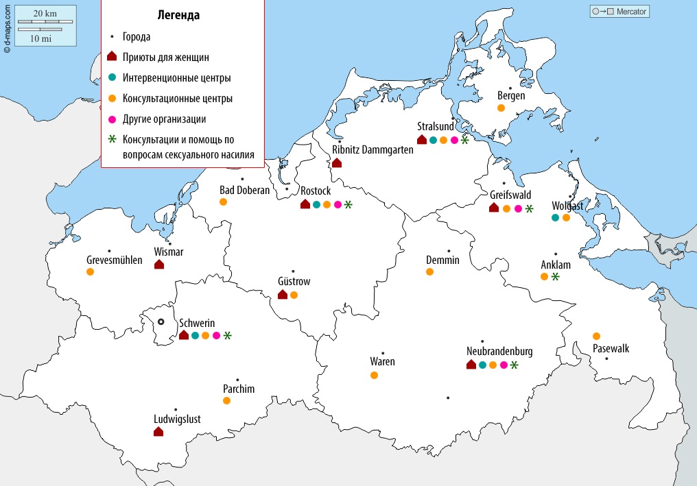 Karte mit Beratungs- und Unterstützungseinrichtungen - russisch