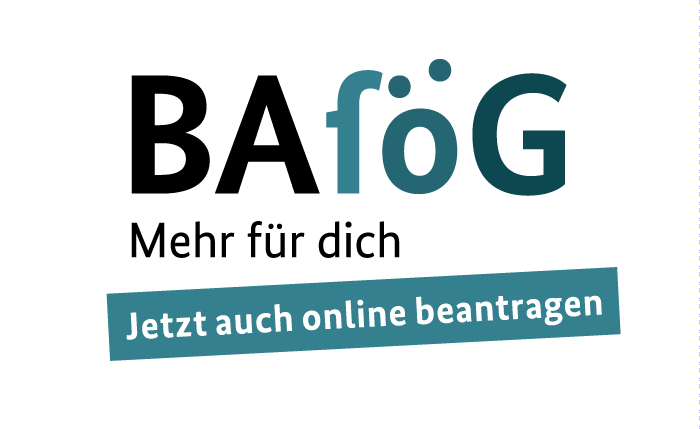 Logo "BAföG Digital" mit dem Schriftzug "Mehr für dich - Jetzt auch online beantragen"