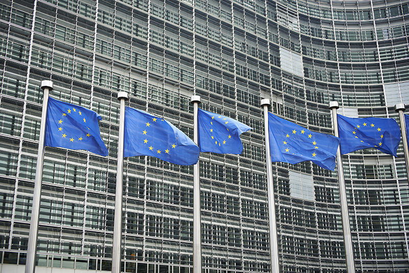 COLOURBOX9079503_pbombaert_Europäische Flaggen vor dem Berlaymont-Gebäude.jpg (Interner Link: Europäische Fonds)