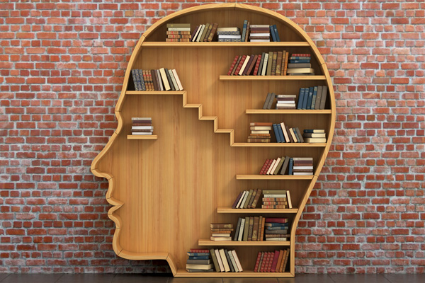 Bücherregal in der Form eines Kopfes