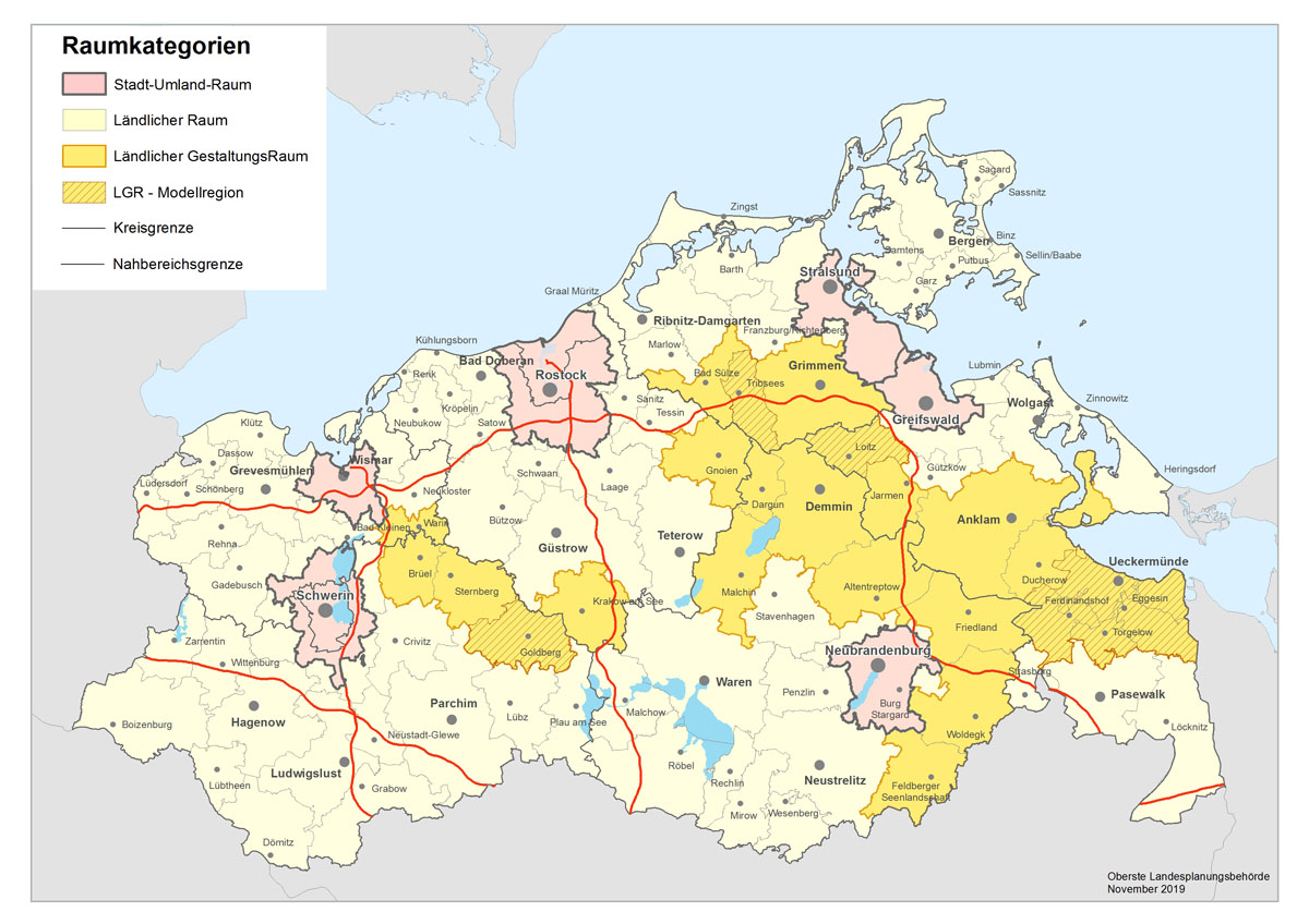 Karte mit den Ländlichen Gestaltungsräumen