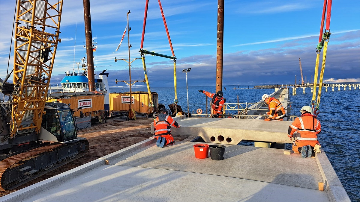 Status der Bauarbeiten am Inselhafen Prerow (Stand: November 2023)