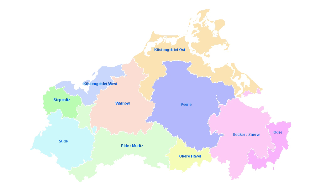 Bearbeitungsgebiete der Umsetzung der Wasserrahmenrichtlinie