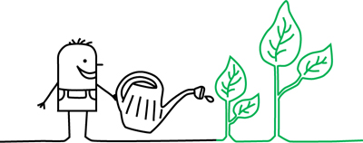 Zeichentrickmänchen mit Gießkanne und Pflanzen Quelle: Ministerium für Landwirtschaft und Umwelt Zeichentrickmänchen mit Gießkanne und Pflanzen