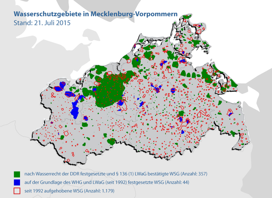 Karte Wasserschutzgebiete in Mecklenburg-Vorpommern Grafik: PLANET IC Karte Wasserschutzgebiete in Mecklenburg-Vorpommern