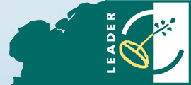 Umriss Karte mit LEADER-Logo (Interner Link: Der LEADER-Wettbewerb 2019)