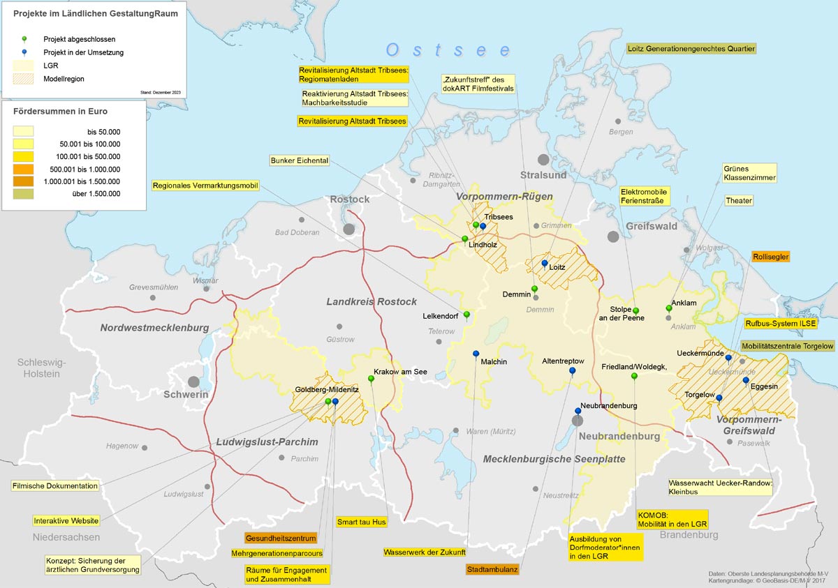 Geförderte Vorhaben in den Ländlichen GestaltungsRäumen