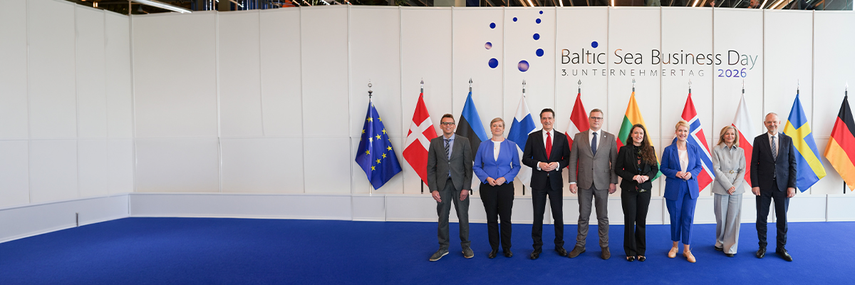 Gruppenbild mit Ministerpräsidentin Manuela Schwesig und den Gästen von den Ostsee-Anrainerstaaten auf dem 3. Baltic Sea Business Day