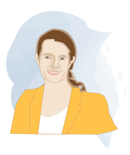 Das Bild zeigt die Ministerin Bettina Martin. Sie lächelt und schaut nach vorne. Bettina Martin trägt eine gelbe Jacke. Der Hintergrund ist hell und schlicht.