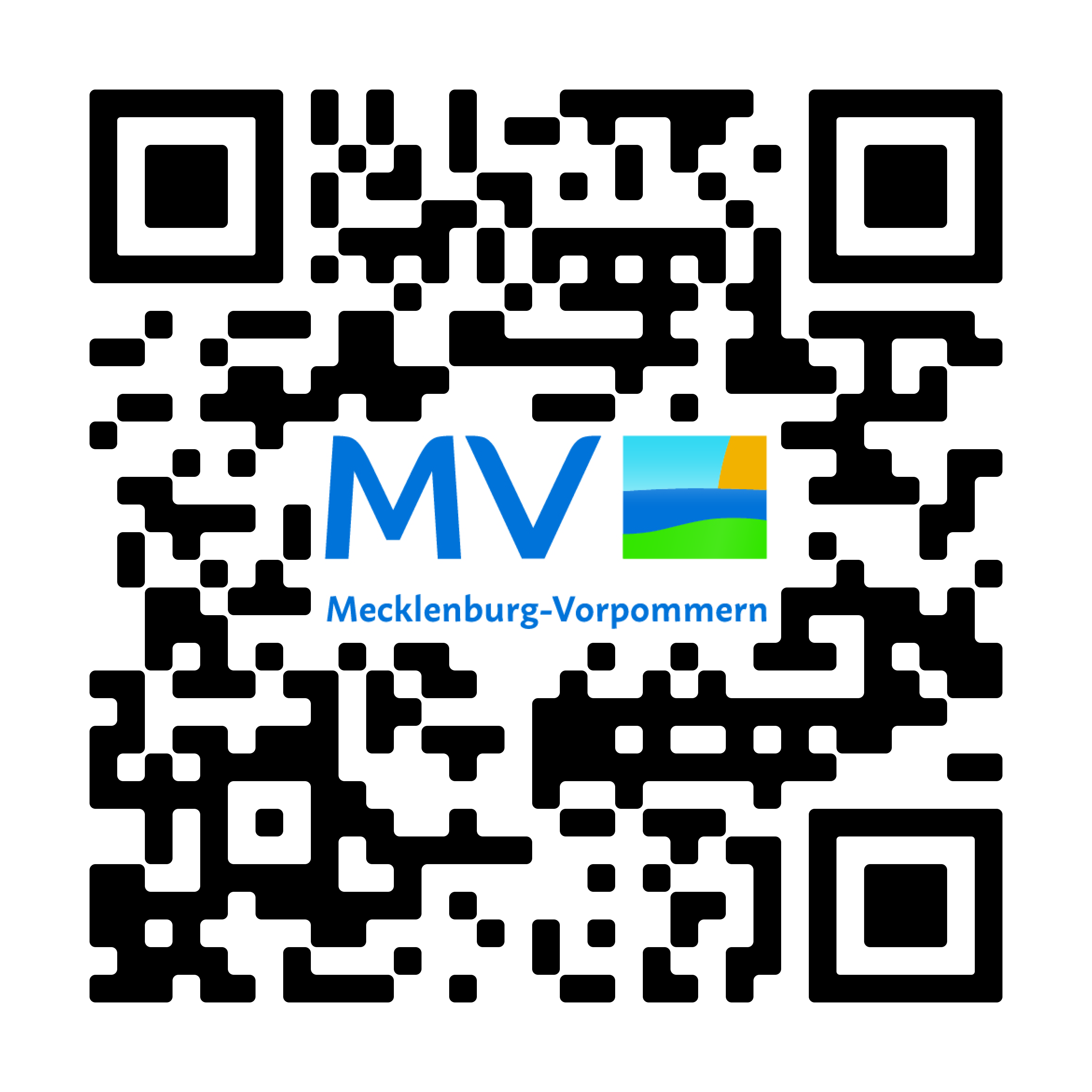 Das ist der QR-Code zum Scannen. Halten Sie Ihre Kamera vor den QR-Code. Dann liest Ihnen eine Stimme den Bericht über das wieder-eröffnete Museum Schwerin vor.