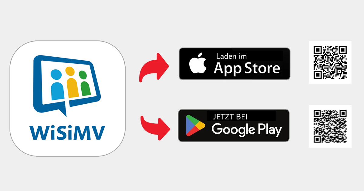Grafik mit den Verlinkungen zum App Store von Apple bzw. zu Google Play (Android) Grafik mit den Verlinkungen zum App Store von Apple bzw. zu Google Play (Android)
